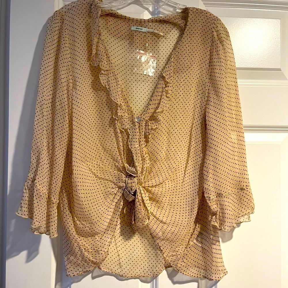 Excellent condition sheer polka dot blouse. Sz m